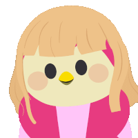 a cartoon drawing of a girl with a yellow beak