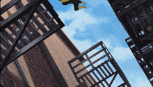 a cartoon of a man jumping off a building