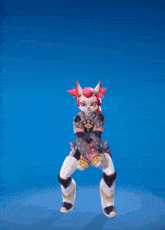 a cartoon character is jumping in the air with a sword in her hand
