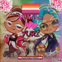 a picture of yuri and a cat with the words lesbian yuri