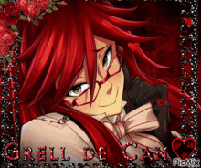 a picture of a girl with red hair and glasses with the words orelle de can on it