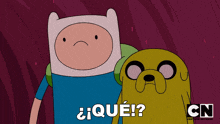 finn and jake from adventure time are standing next to each other in a cartoon network ad