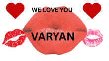 a greeting card that says we love you varyan with red lips