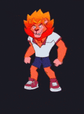 a cartoon character with a lion 's head on fire