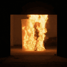 a box is on fire in the dark