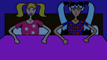a boy and a girl are laying on a bed with their arms crossed