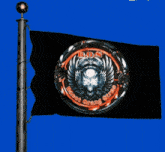 a black flag on a pole that says bos baget orang stree