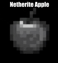 a black and white picture of a netherite apple