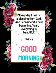 a good morning message from prince with flowers in the background