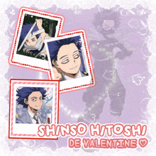 a picture of shinso hitoshi de valentine with a purple background