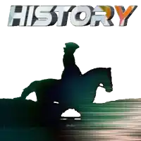 a silhouette of a man riding a horse with the word history behind him