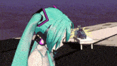 a computer generated image of a girl with headphones