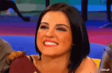 a close up of a woman 's face with the words rbd.gif below her