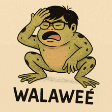a cartoon of a frog with the word walawee on it