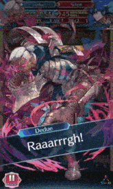 a screenshot of a video game that says dedue raaarrrgh