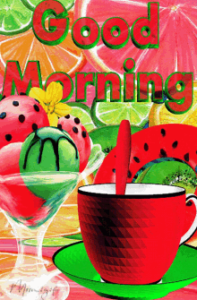 Good Morning Watermelon GIF - Good Morning Watermelon Summer GIFs
