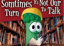 a book called " somtimes it 's not our turn " shows a cartoon character reading a book