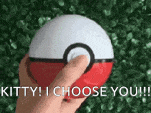 a person is holding a pokemon ball in their hand .