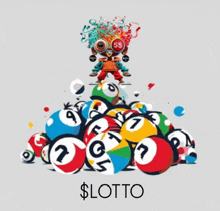 a pile of lottery balls with the word lotto below