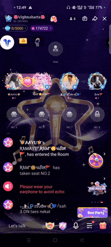 ram has entered the room and is wearing earphones