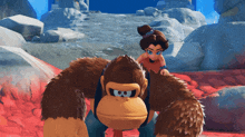 a cartoon character riding on the back of donkey kong