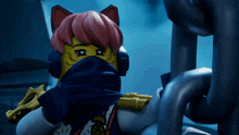 a ninjago character with a cat ear and headphones