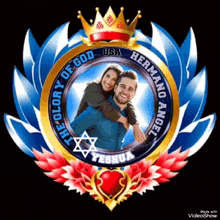 a picture of a man carrying a woman on his back with the words hermano angel yeshua