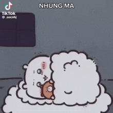 a cartoon of a sheep laying on top of another sheep