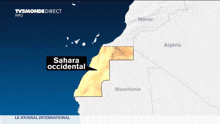 a map showing the location of sahara occidental and mauritanie