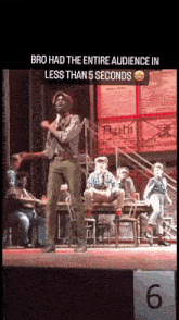 bro had the entire audience in less than 5 seconds is displayed on a screen
