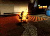 a person in a video game is holding a sword in their hand