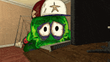 a cartoon character wearing a baseball cap with a star on it