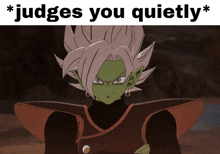 a picture of a cartoon character with the words * judges you quietly *