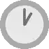 a white clock with a black arrow pointing to the left and a gray border on a white background .