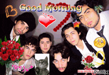 a group of young men are posing for a picture with the words good morning