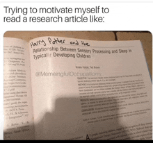 a book titled harry potter and the relationship between sensory processing and sleep