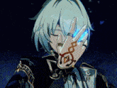 a drawing of a person covering their face with their hand with a ring on it