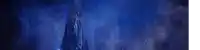 a blue background with a glowing dragon in the middle