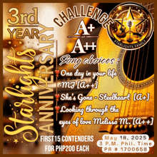 a poster for the 3rd year starlights challenge