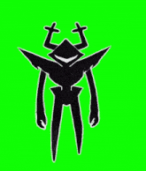 a silhouette of a cartoon character with horns on a green screen .