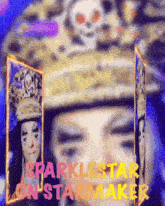 a picture of a woman with a skull on her head and the words " sparklestar on starmaker " on the bottom
