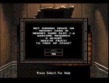 a screen that says not enough space on memory card