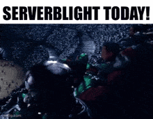 a group of people standing in front of a crowd with the words serverblight today written on the bottom .
