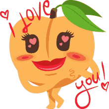 i love you peach life joypixels i heart you in love