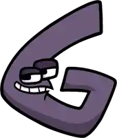 a purple letter g with a cartoon face