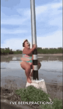 stripper pole dancing bathing suit bikini big pole