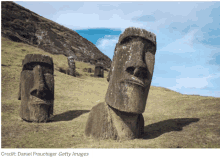 a picture of moai statues with the caption " credit daniel frauchiger getty images "