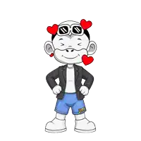 a cartoon character is wearing a jacket and shorts with the word hot on them