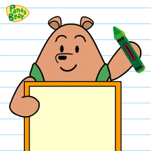 a pants bear is holding a sign that says it 's summer