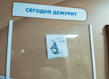 a bulletin board with a picture of a pear and a sign that says сегодня дежурит